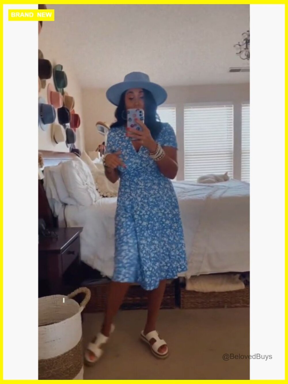 Wrap V-Neck Floral Midi Dress Short Sleeve A-Line Summer Casual - Picture 7 of 7